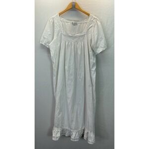 The 1 For You Cotton Nightgown Dress 2X White lace trim Cottagecore Short sleeve